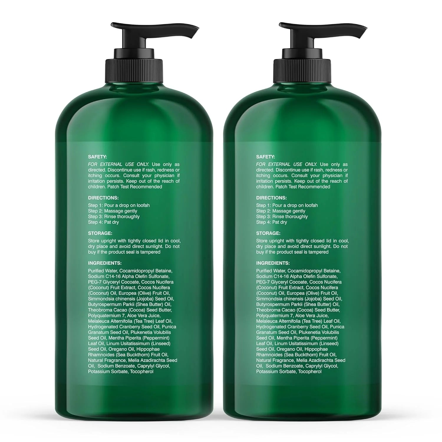 Tea Tree Body Wash for Dry Itchy Skin, Antifungal Body Wash with Tea Tree Oil, Sulfate & Paraben Free, 16 Fl Oz, Pack of 2