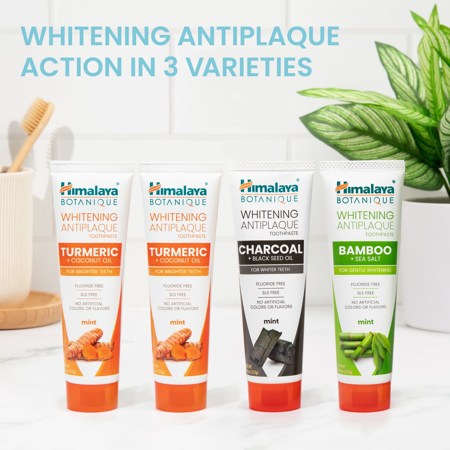 Botanique Whitening Antiplaque Toothpaste, Variety Pack Mint Flavors, 4 Oz, 4 Pack