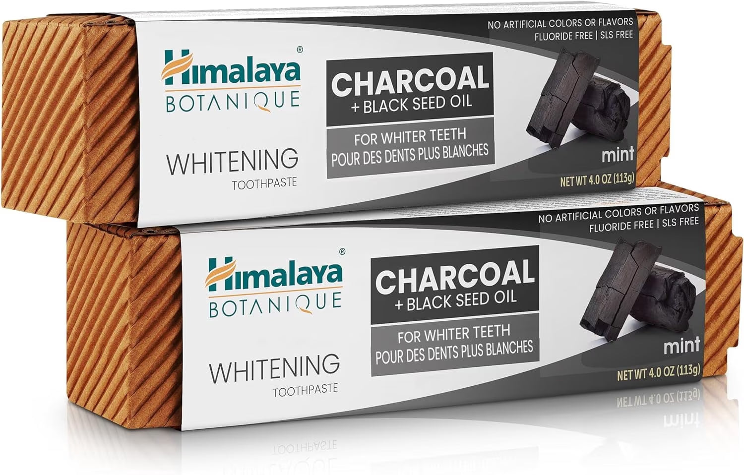 Botanique Whitening Antiplaque Toothpaste, Mint Flavor with Charcoal & Black Seed Oil, 4 Oz, 2 Pack