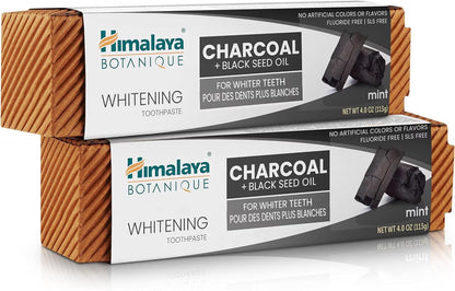 Botanique Whitening Antiplaque Toothpaste, Mint Flavor with Charcoal & Black Seed Oil, 4 Oz, 2 Pack