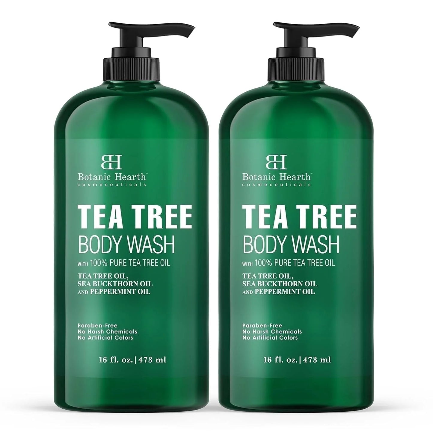 Tea Tree Body Wash for Dry Itchy Skin, Antifungal Body Wash with Tea Tree Oil, Sulfate & Paraben Free, 16 Fl Oz, Pack of 2